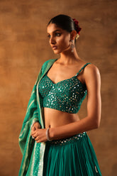 Firozi Mirror Work Lehenga – Festive Wear for Women